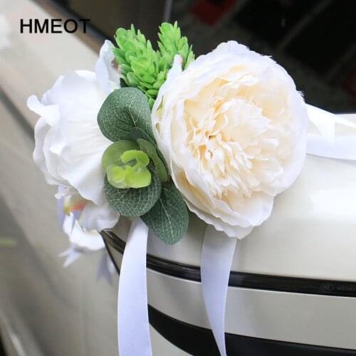 Custom made New Creative Wedding Car Decoration Flower Door Handles Rearview Mirror Decorate Artificial Flower Accessories