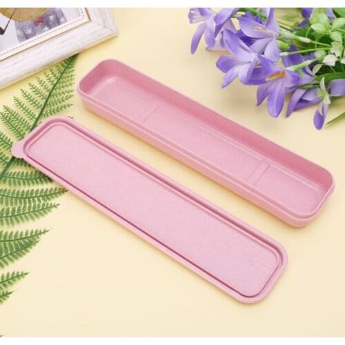 Portable Eco-Friendly Wheat Straw Cutlery Camping Picnic Box Dishware Kitchen Utensils Case