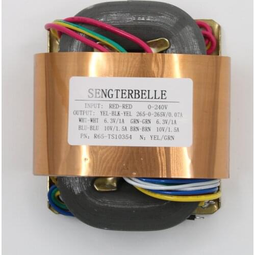 R65-TS10354 80W (80VA) R Core Power Transformer Output: Dual 265V Dual 6.3V Dual 10V For DIY Tube Preamplifier Audio