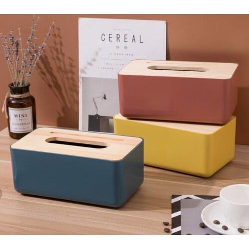 Desktop Tissue Box With Oak Wood Lid Creative Living Room Paper Dispenser Pumping Paper Tissue Rack Home Decor