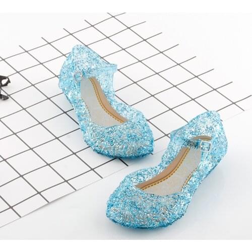 Crystal Sandals Princess Jelly High-Heeled Shoes Girls Princess Shoes Children Cosplay Party Dance Shoes