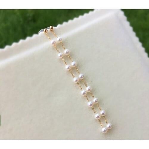 Sinya 18K gold beads earring add Long chain pearls tassel earring fashion design 2 ways wear for girls lover women ladies