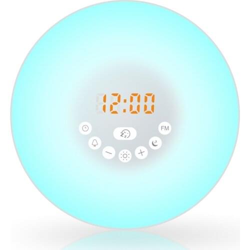 Led wake up light 6 Nature Sounds kids bedroon living room Bedside RGB sunrise alarm clock lamp light