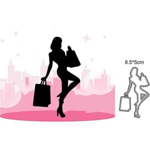 Shopping Girl Woman Metal Cutting Dies Cut Die Mold Decoration Scrapbook Dies Paper Craft Knife Mould Blade Punch Stencils Dies