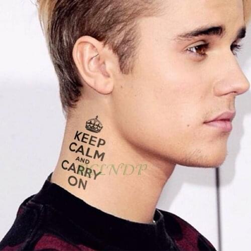 Waterproof Temporary Tattoo Sticker Crown letter "keep calm and carry on" Fake Tatto Flash Tatoo Tatouage For Men Women girl