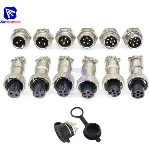 Diymore GX12-2/3/4/5/6/7 Terminals Female+Male Aviation Connector Socket Plug Wire Panel Connector Dustproof Cover