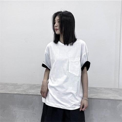 Ladies summer new base round collar short sleeve T shirt loose fashion solid color large T-shirt top