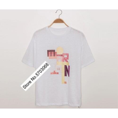 Ladies Cotton Short Sleeve Round Neck T-shirt Top With Flocking Letter Patchwork Detail