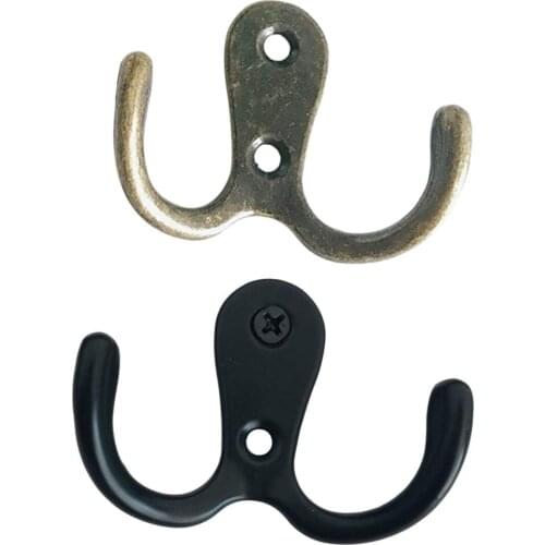 10pcs/set Coat Door Hooks For Bedrooms Dual Vintage Coat Hook Wall Mounted Hanging Clothes Robe Towel