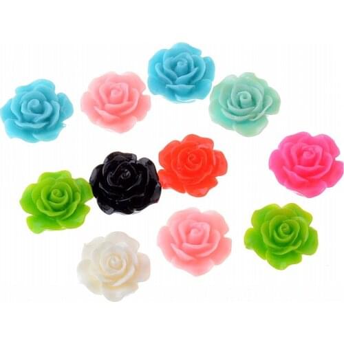 10pcs Mixed Rose Resin Beads (NOT HOLE) Flatback Cabochon Scrapbook DIY Embellishment Jewelry Making DIY 15mm 17mm 20mm