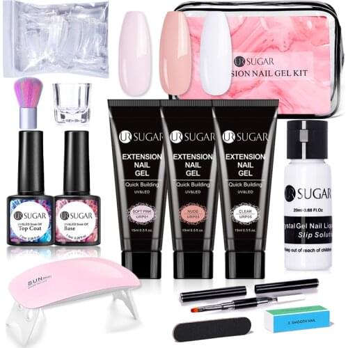 UR SUGAR 14/13PCS Extension Nail Gel SET UV Gel Nail Polish LED Lamp Base Top Coat Nails Tools DIY Nail Art Nail Accessories