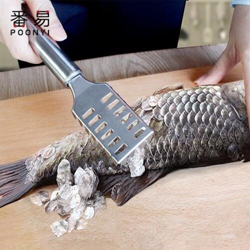 Stainless steel fish scaler kitchen household practical fish brush tool scale scraper knife 2pcs