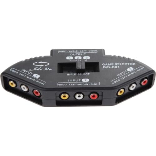 3 Input 1 Output Audio Video AV RCA Switch Box For TV AV Devices Black Switch Selector Box Splitter with 3 RCA Cable