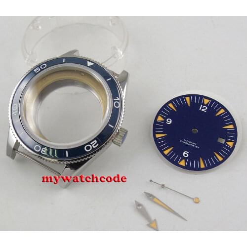 41mm Blue Ceramic Bezel Watch Case Dial + Hand Fit ETA 2824 2836 Automatic Movement Wristwatch Accessories