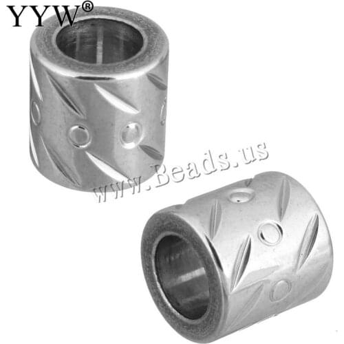 10pcs Stainless Steel Paracord Lanyard Beads Charm 6mm Large Hole for Column flowercut Bracelet Making Metal DIY Accessories