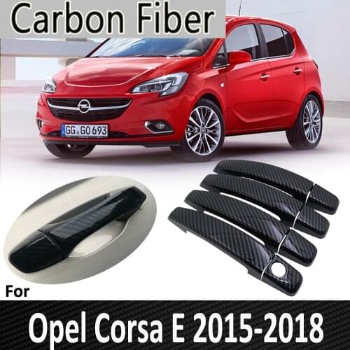 Black Carbon Fiber Patterns for Opel Corsa E 2015 2016 2017 2018 Vauxhall OPC VXR Auto Door Handle Cover Sticker Car Accessories