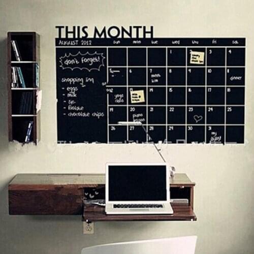 Home Office Decoration Chalk Board Blackboard Monthly Calendar Wall Sticker