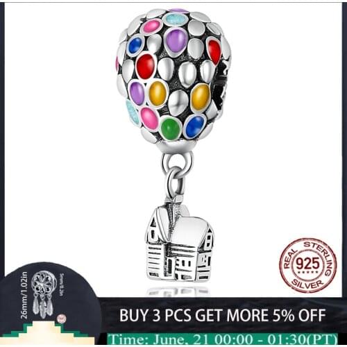 925 Sterling Silver Enameled Balloons Charms Mini House Beads Fit Original Bracelets DIY Women Designer For Making Jewelry Gift