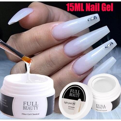 15ml Nail Gel Polish UV Gel Transparent Quickily Construction Nail Extensions Glass Fiber Silk Free Paper Drag Nail Art Tools