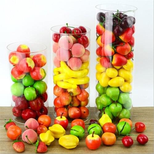 Hot 20Pcs/Set Plastic Simulation Artificial Model Props House Party Mini Fake Fruit Apple Pear Lemon Strawberry Cherry Banana