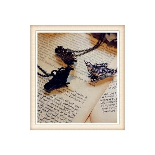 Hippie Retro grove bird necklace Fashion crow Pendant jewelry Antique Silver/bronze/gun black plated