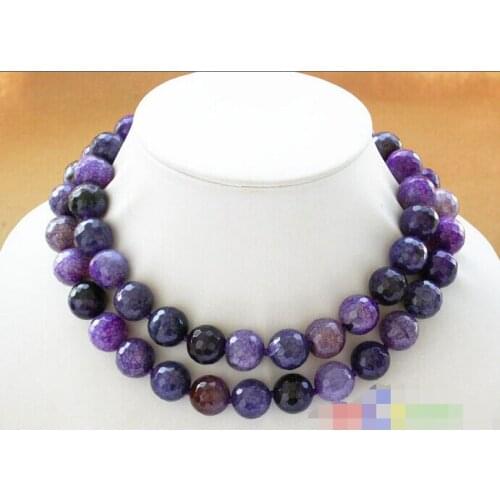 Beautiful Natural 33" 14mm purple Facet round bead necklace