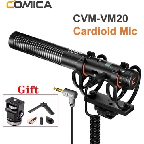 COMICA CVM-VM20 Microphone 3.5mm Super Cardioid Condenser Video Interview Mic For Smartphone DSLR Camera
