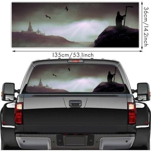 Grim Reaper Darkness for Truck Jeep Suv Pickup 3D Rear Windshield Decal Sticker Decor Rear Window Poster 53.1X14.2 Inch