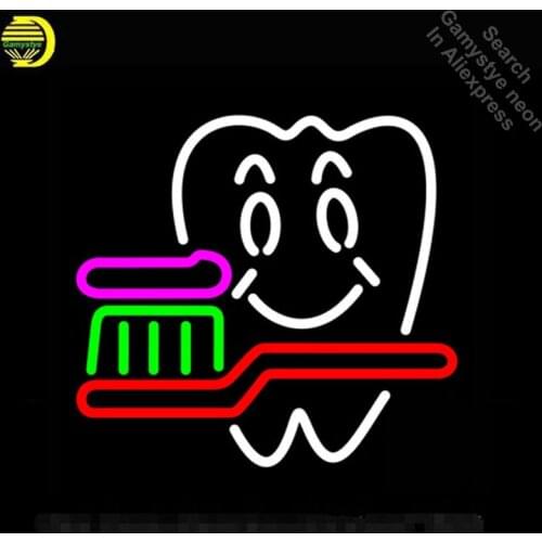 Neon Sign Real Glass Neon Bulb Dentist Logo Bar Pub GUITAR shop Display FREE DESIGN handcrafted Sign Publicidad 17x17 inch VD