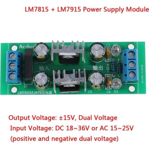 NEW DC12~36V AC9~25V LM7815 + LM7915 +- 9V/12V/15V Dual Voltage Regulator Rectifier Bridge Power Supply Module