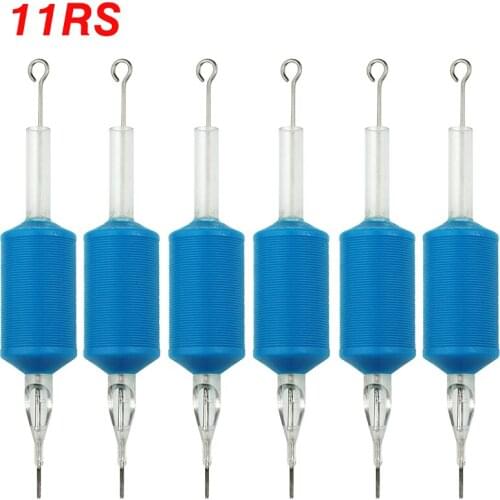 OPHIR 6PCS/Lot 11RS Tattoo Needles PRO Blue Disposable Tattoo Tube Tips with Nozzle Needles Grip _TA111(11RS)-6x