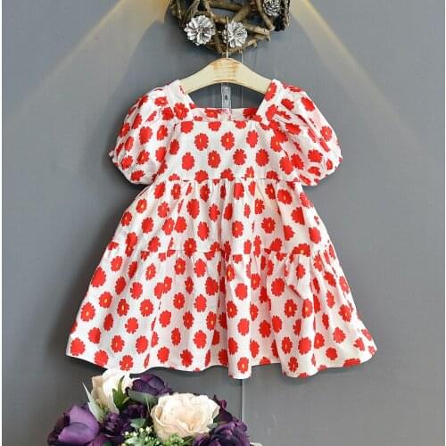 Baby Girls Dress 2021 Summer New Children Clothing Girls Dress Fashion Puff Sleeve Flower Dress Princess Dresses Easter Costume
