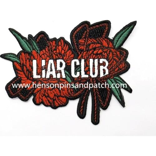 Customized polyester embroidery Chrysanthemum club patch and pin badges