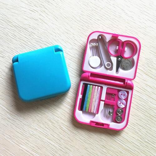 1 box Buttons Pins Home Tool Storage Boxes Sewing Box Scissor Thimble Portable Travel Sewing Kit Needle Threads Box Set