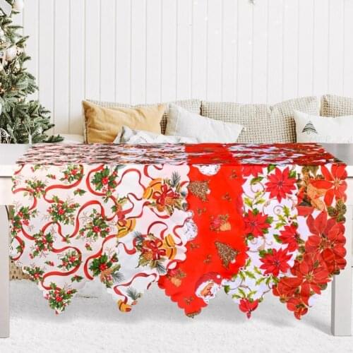 Christmas Table Runner Washable Foldable Fabric Table Runner Soft Tear Resistance Christmas Decoration Table Runner for Home
