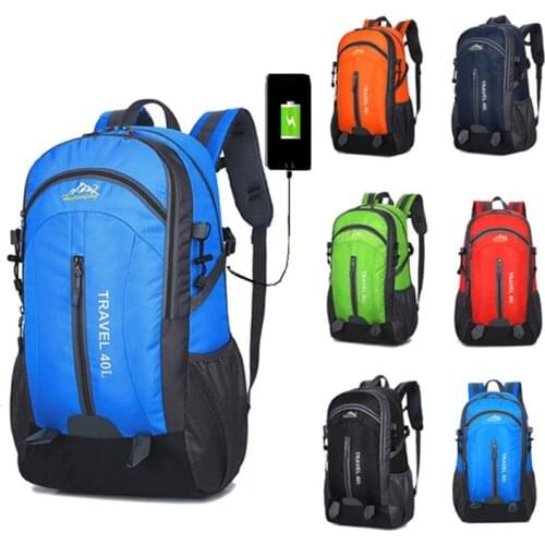 New Men Backpack USB Charging 40L Large Capacity Out Door For Male Bag Waterproof Casual Backpacks Unisex Black Travel Backpacks