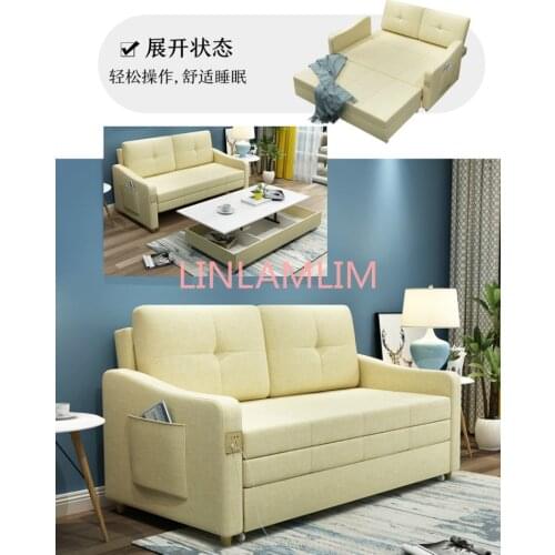 Linen hemp fabric sectional sofas Living Room Sofa bed multifunctional alon couch puff asiento muebles de sala canape sofa cama