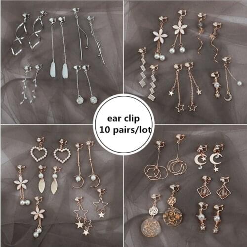 Earrings without pierced ears Fake piercing Mori super fairy vintage earrings for teens clips on ears