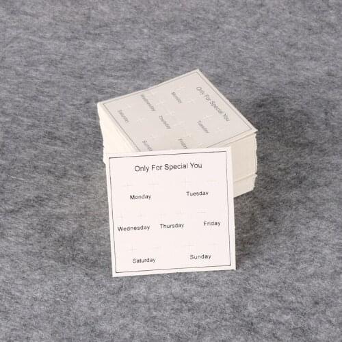 Special Jewelry 20pcs 7.3*7.3cm White Earring Studs Card Rectangle Weekday Printing Display Cards for jewelry Trays Custom