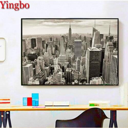 Rhinestone painting stitch cross New York City photos black and white full drill diy diamond painting diamond embroidery mosaic