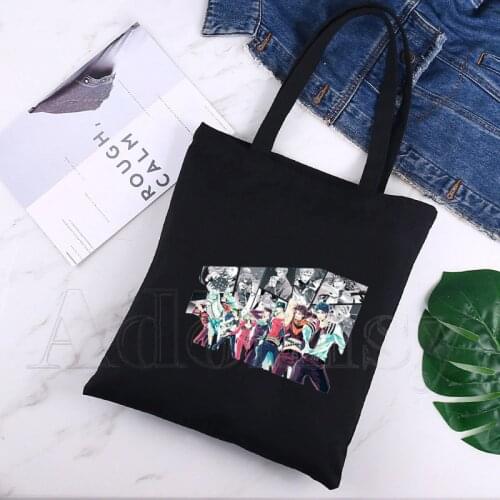 Jojo Bizarre Adventure Ladies Handbags Cloth Canvas Tote Bag Shopping Travel Eco Reusable Shoulder Shopper Bags bolsas de tela