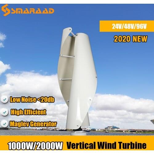 SMARAAD 1000W 2000W Vertical Wind Turbine Generator New Energy Windmill Wind Generator 12v 24v 48v Maglev With MPPT Controller