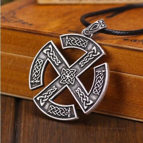 Vintage Nordic Knot Totem Pendant Antique Silver Viking Rune Talisman Men and Womens Necklace