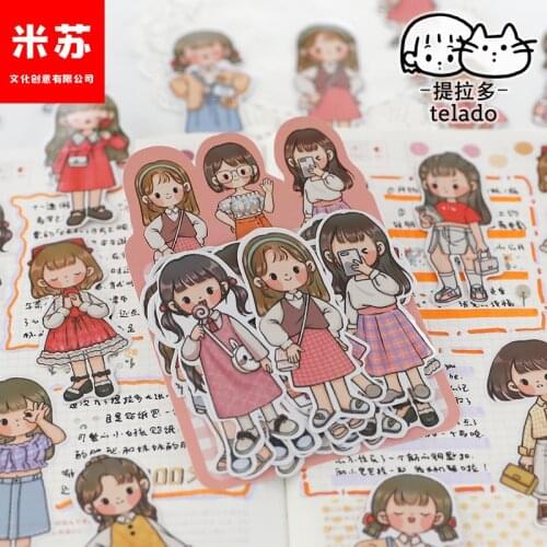 Four Seasons To Wear PVC Sticker Bag Cute Girl Hand Account Character Material Mobile Phone Water Cup Hand Account Sticker