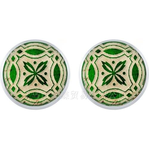 New Handmade Mandala Earrings Art 12mm Glass Dome Vintage Mandala Vinatage Stud Earrings For Women Nice Gift
