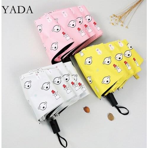 YADA New 3-Folding Cartoon Lovely Snowman Pattern Umbrella Women UV Rainproof Anime Umbrella Parasol Rain Sun Umbrellas YD200270