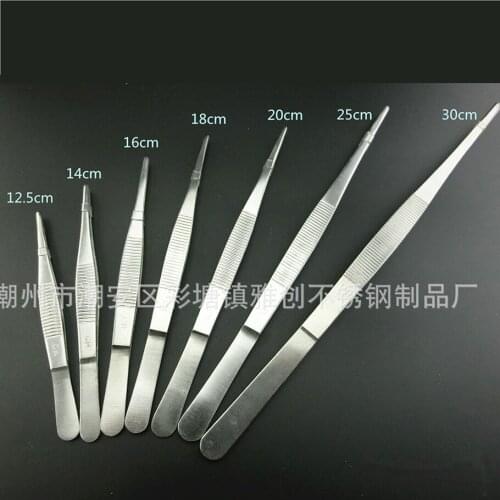 1Pc Thickening and lengthening industrial tweezers lot specification stainless steel medical round head toothed tweezers