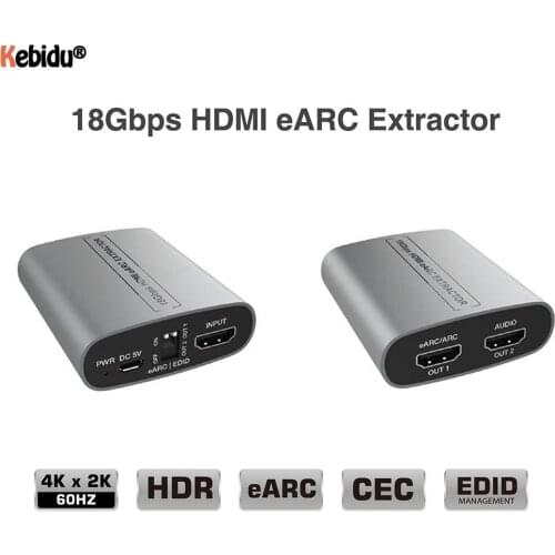18Gbps Audio Extractor ARC eARC Splitter Adapter 60Hz HDMI-compatible To Audio Extractor For Amplifier Soundbar Speaker HDTV