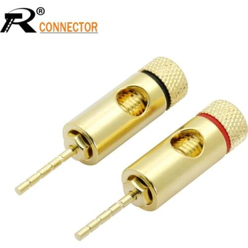2pcs PIN Plug 24K Gold Copper Speaker Pin 2mm Banana Plugs Straight Speaker Wire Screw Lock Connector