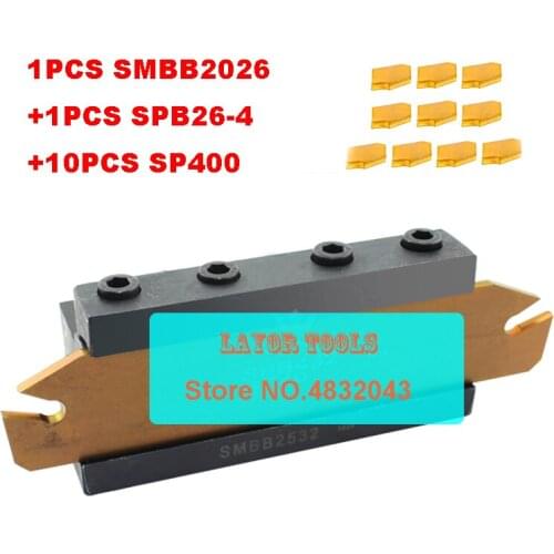 20mm petiole SPB26-4 1pcs+SMBB2026 1pcs+ SP400 NC3020/NC3030 10pcs=12pcs/set NC3020/NC3030 Machining steel CNC lathe tool